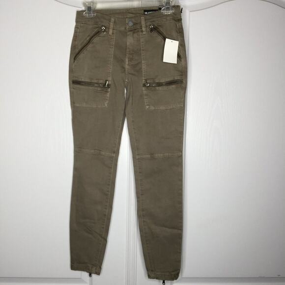 BLANKNYC Zipper Utility Skinny Jeans Low Rise Many pockets Denim Khaki Size 26 - Picture 4 of 11